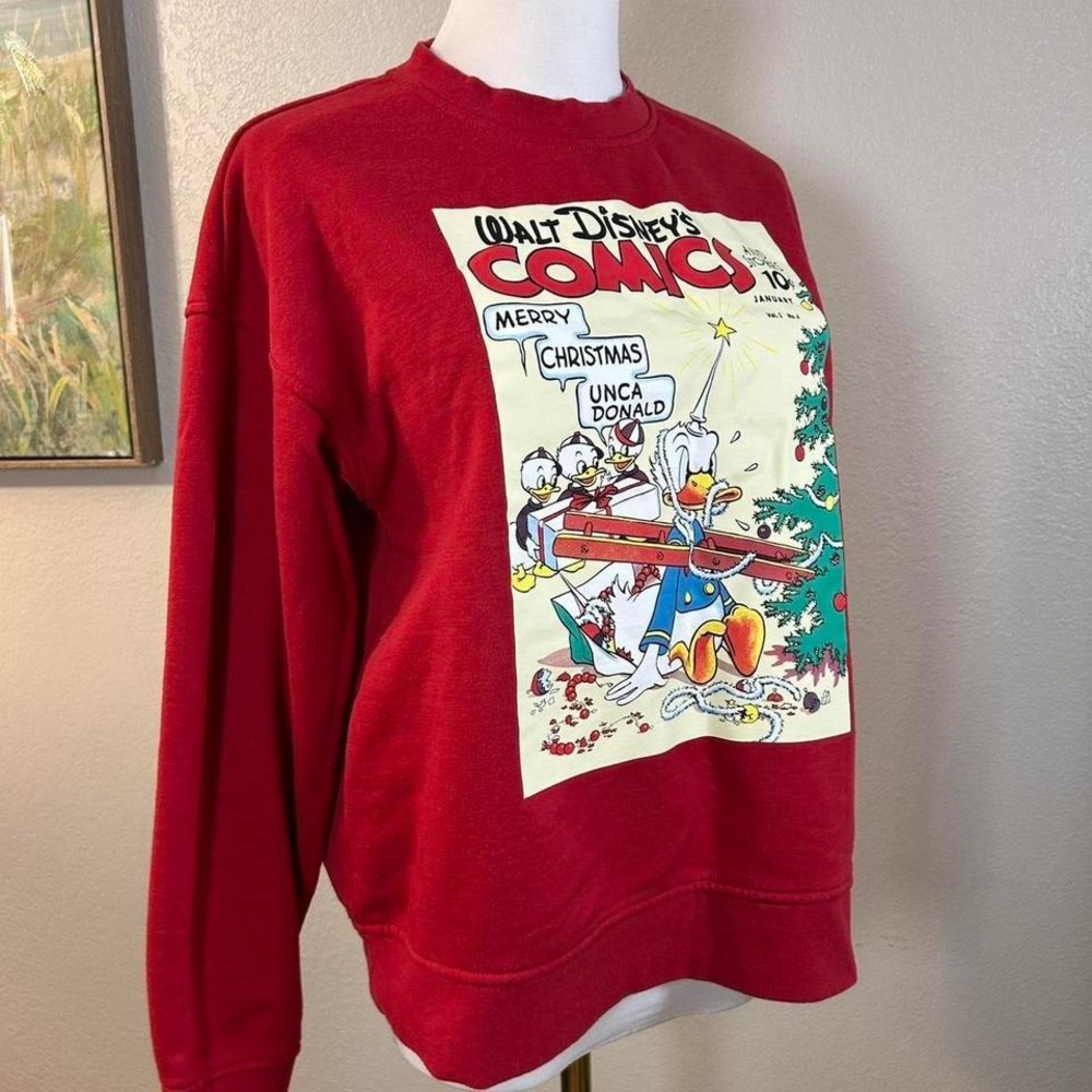 Disney‎ Donald Duck Comics Red Christmas Sweatshirt - XS - Picture 2 of 8